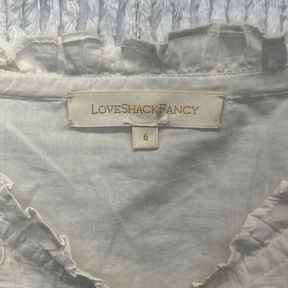 LoveShackFancy White Embroidered Floral Tellaro Victorian Bryant Top Size 6 - Picture 4 of 10
